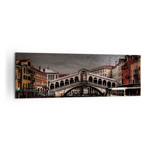 Quadro su tela - Stampe su Tela - Ponte di Rialto a Venezia sul Canal Grande, architettura classica. - 160x50cm - Promessa di una sera a Venezia - Decorazione murale moderna per soggiorno e camera da letto ARTTOR