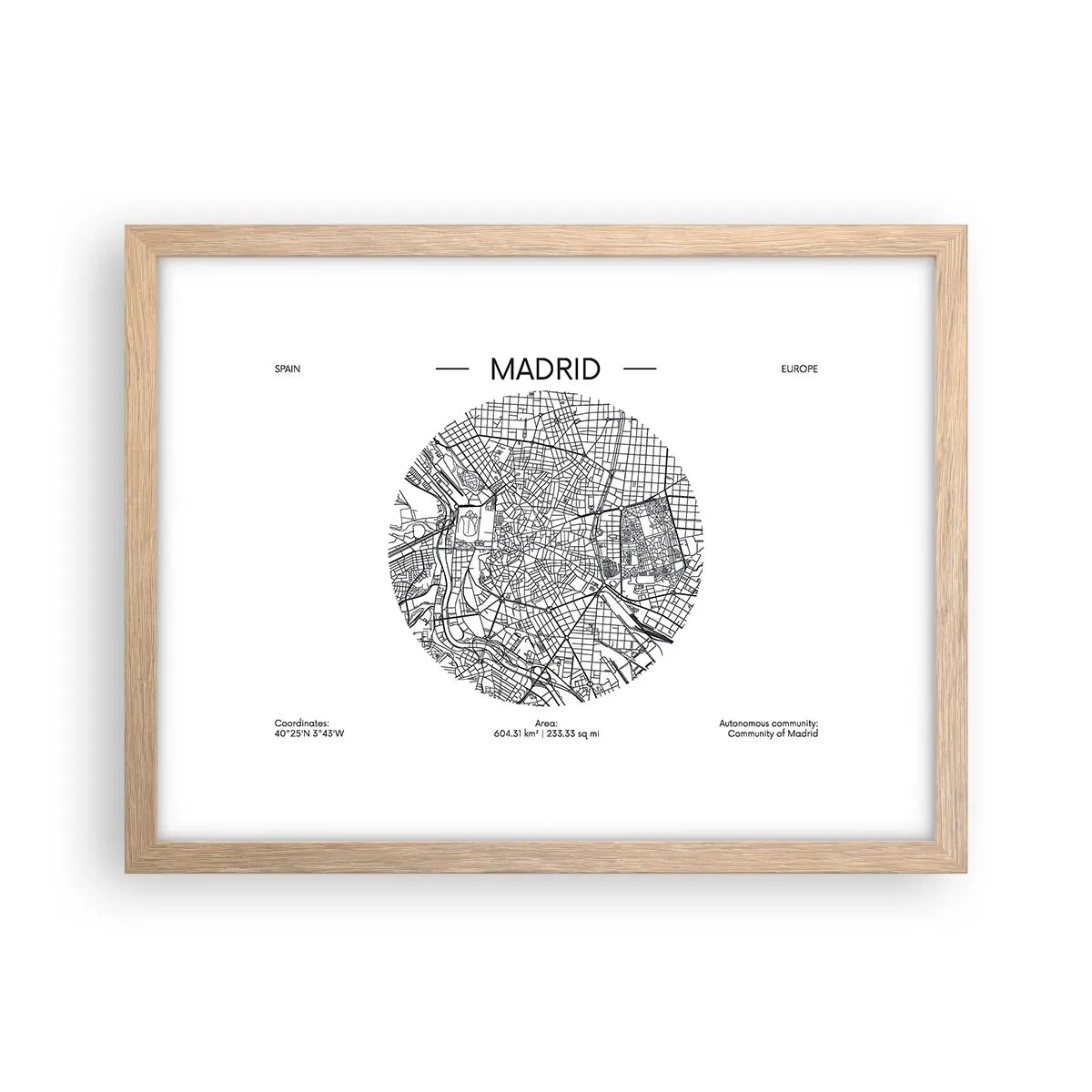 Poster in cornice rovere chiaro - Anatomia di Madrid - 40x30 cm