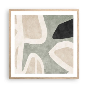 Poster in cornice rovere chiaro - Composizione con motivi in nero - 60x60 cm