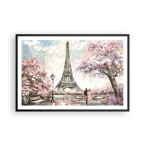 Poster in cornice nera - Passeggiata a Parigi in aprile - 91x61 cm
