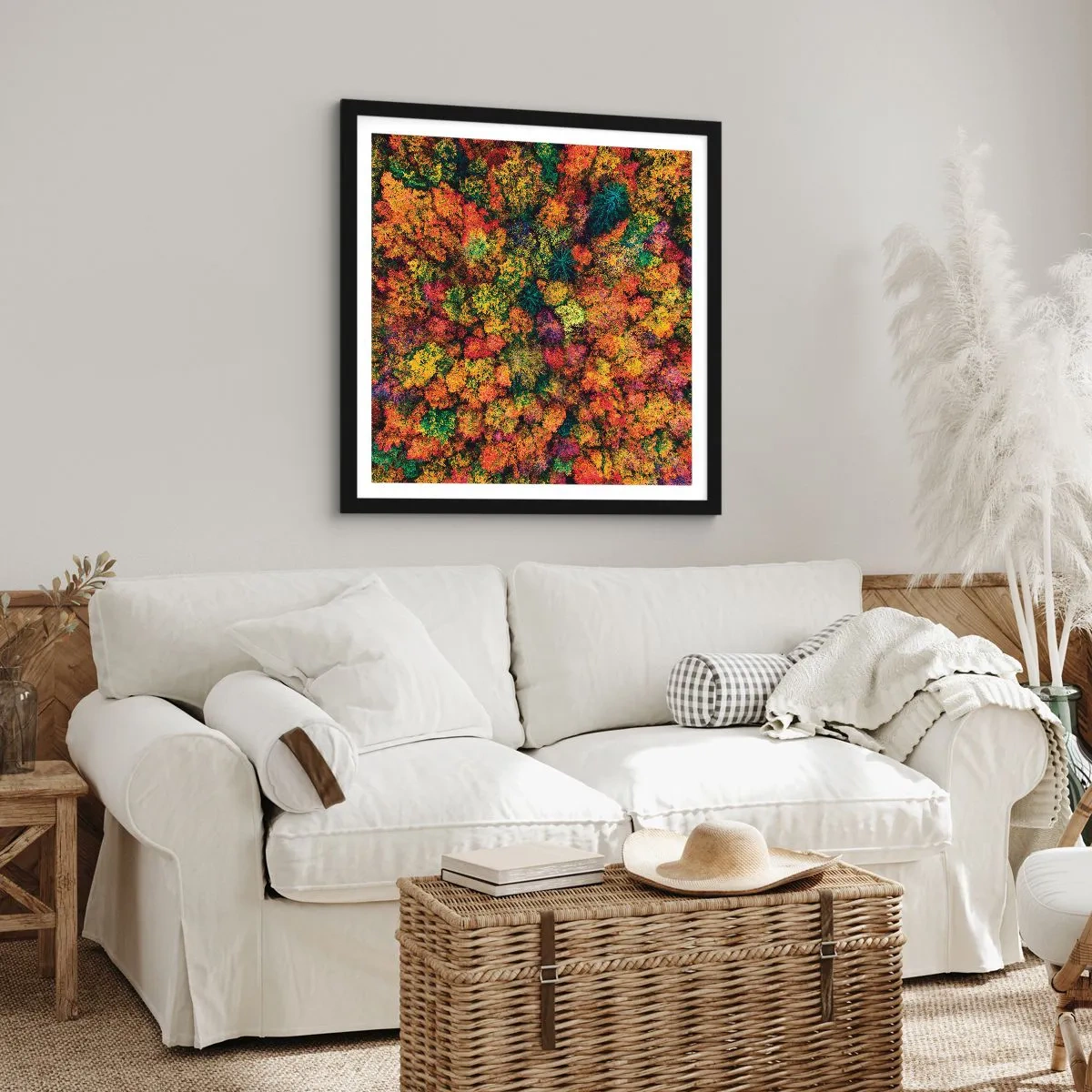 Poster in cornice nera - Il bouquet degli alberi d'autunno - 60x60 cm
