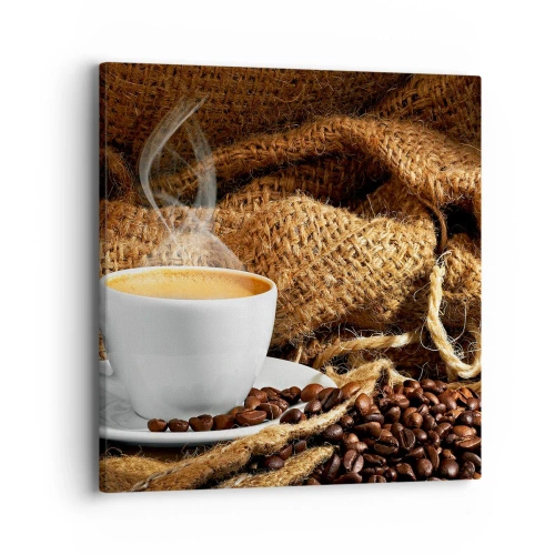 Quadro su tela - Stampe su Tela - L'odore di caffè con la schiuma del colore del miele - 40x40 cm