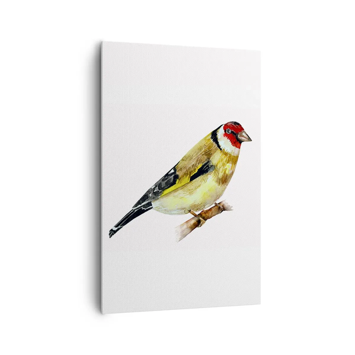 Quadro su tela - Stampe su Tela - Un uccello con la testa rossa su un ramo - 80x120cm - Ritratto di uccello - Decorazione murale moderna per soggiorno e camera da letto ARTTOR