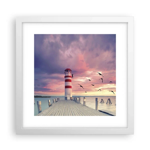 Poster in cornice bianca - Tempo di tornare in porto - 30x30 cm