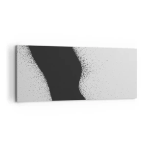 Quadro su tela - Stampe su Tela - Motivo astratto in bianco e nero con delicati punti su tela - 120x50cm - Equilibrio fluido - Decorazione murale moderna per soggiorno e camera da letto ARTTOR