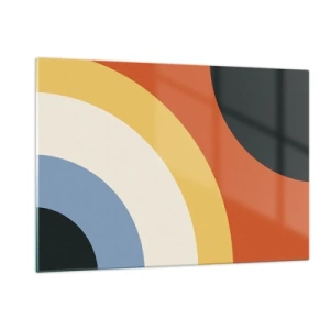 Quadro su vetro - Archi astratti colorati su uno sfondo di vetro - 120x80cm - Verso di se - Decorazione murale moderna per soggiorno e camera da letto ARTTOR