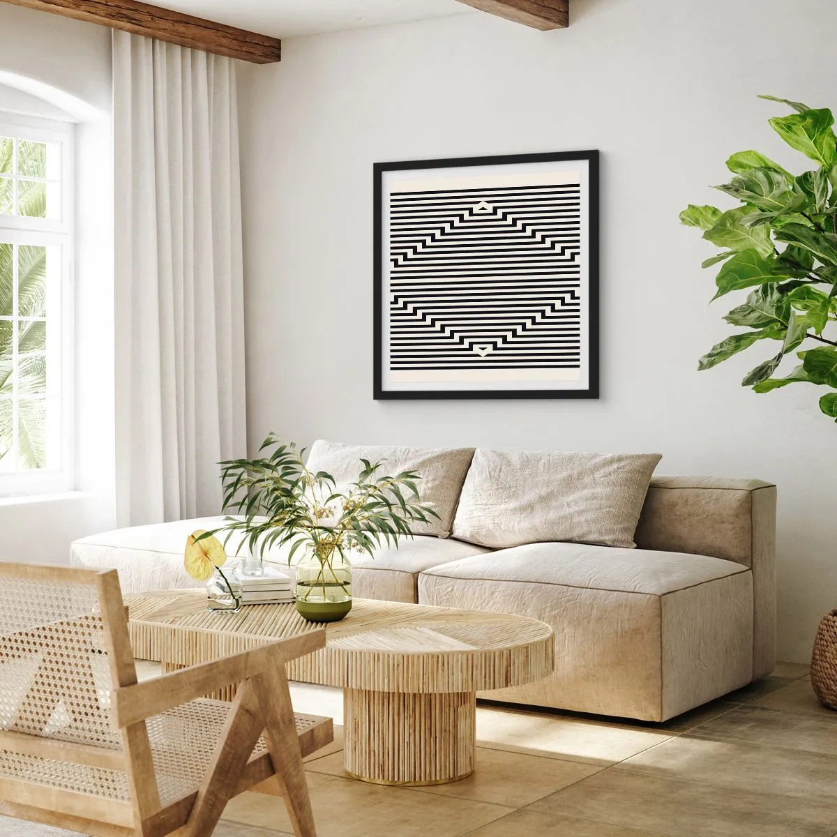 Poster in cornice nera - Illusione geometrica - 40x40 cm