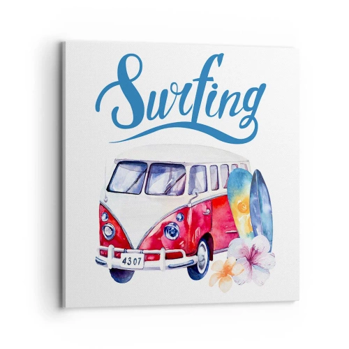 Quadro su tela - Stampe su Tela - In pulmino a fare surf - 70x70 cm