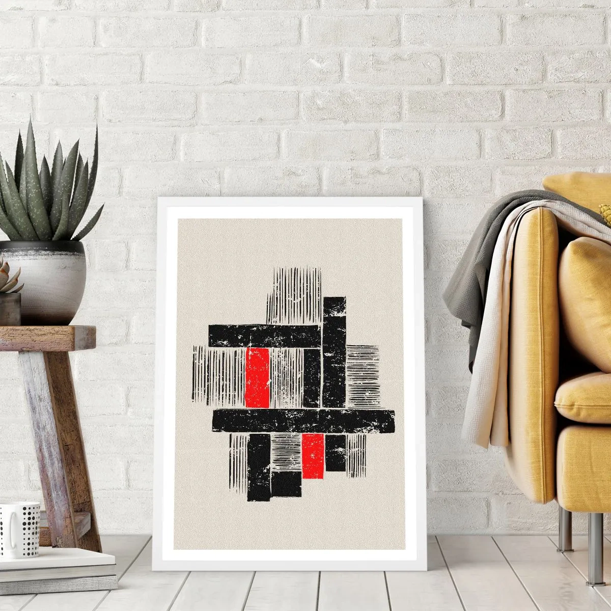 Poster in cornice bianca - Rosso e nero - 50x70 cm