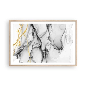 Poster in cornice rovere chiaro - Composizione con motivo d'oro - 91x61 cm