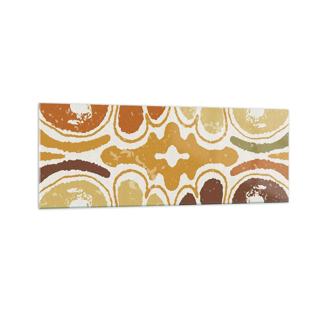 Quadro su vetro - Caldi motivi astratti nei toni del giallo e del marrone - 140x50cm - Astrazione sentimentale - Decorazione murale moderna per soggiorno e camera da letto ARTTOR