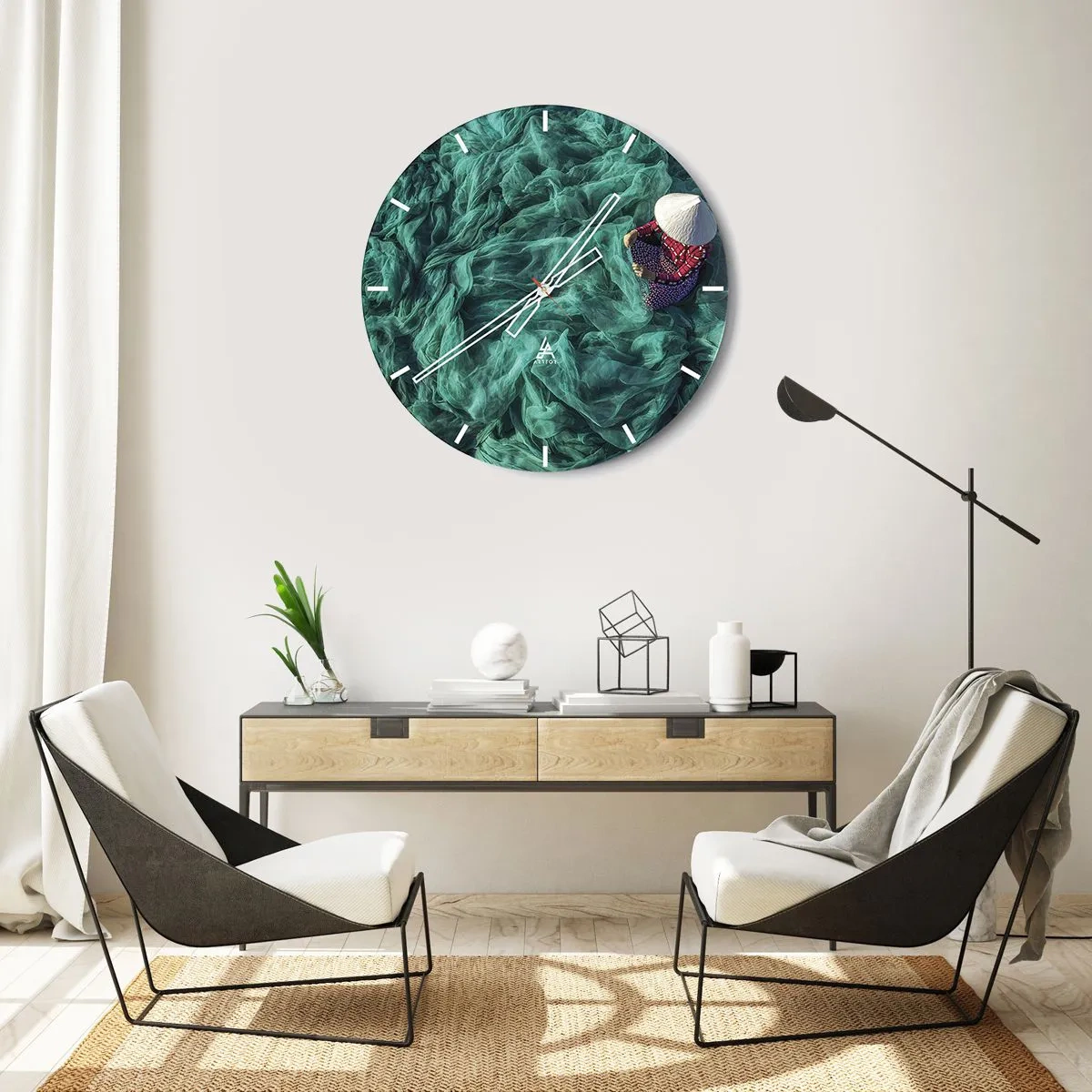 Orologio da parete - Orologio in Vetro - Nel mare di reti - 40x40 cm