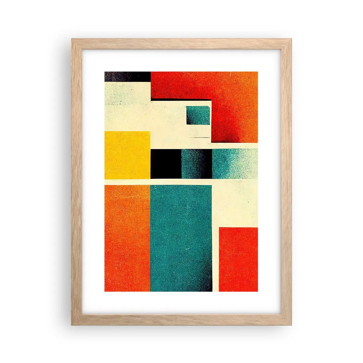 Poster in cornice rovere chiaro - Astrazione geometrica: energia buona - 30x40 cm
