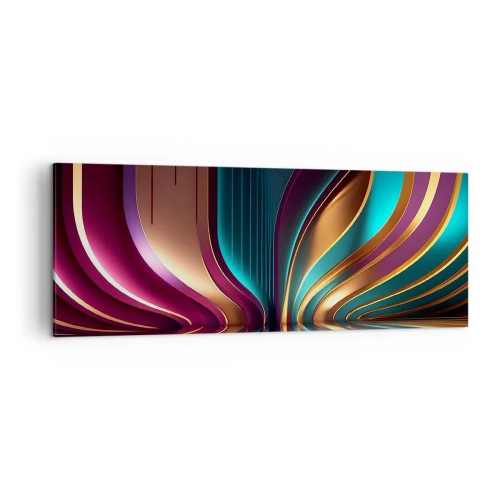 Quadro su tela - Stampe su Tela - Astrazione futuristica con colori intensi e curve - 140x50cm - Architettura di luce - Decorazione murale moderna per soggiorno e camera da letto ARTTOR