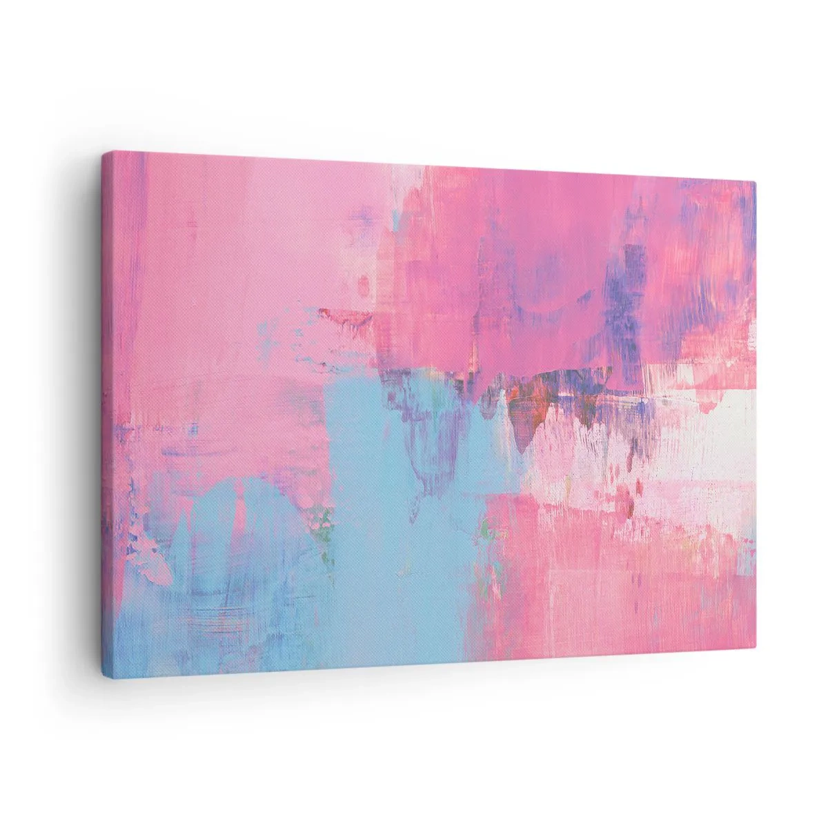 Quadro su tela - Stampe su Tela - Composizione astratta in rosa e blu - 70x50cm - Rosa, blu e un pizzico di luce - Decorazione murale moderna per soggiorno e camera da letto ARTTOR