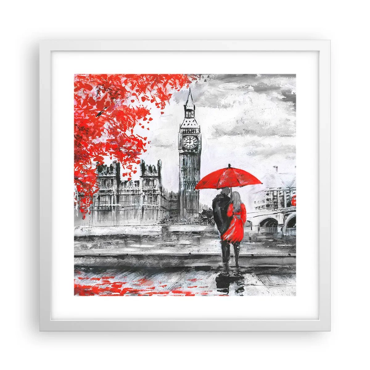 Poster in cornice bianca - Innamorati a Londra - 40x40 cm