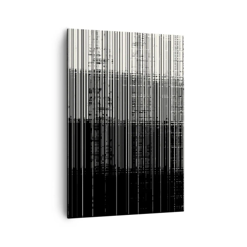 Quadro su tela - Stampe su Tela - Composizione astratta di linee in bianco e nero contrastanti - 70x100cm - Onde e vibrazioni - Decorazione murale moderna per soggiorno e camera da letto ARTTOR