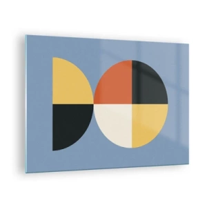 Quadro su vetro - Semicerchi e quarti colorati su sfondo blu - 70x50cm - Guarda e conta - Decorazione murale moderna per soggiorno e camera da letto ARTTOR