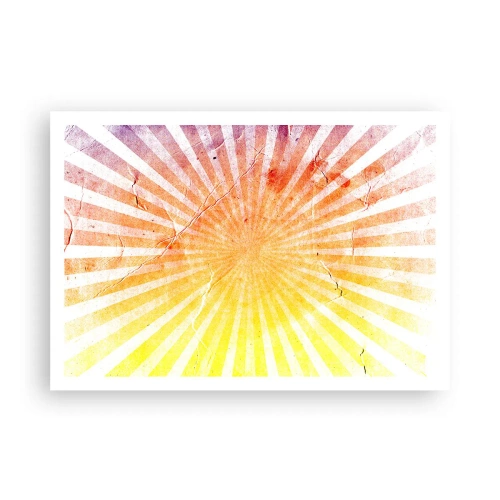 Poster - Raggi di sole nelle tonalità dell'arancione e del giallo - 100x70cm - Albe e tramonti - Decorazione murale moderna per soggiorno e camera da letto ARTTOR