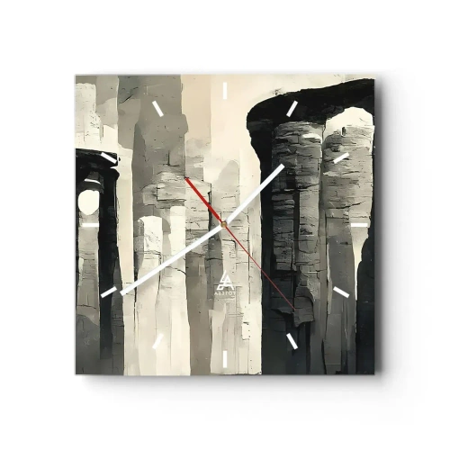 Orologio da parete - Orologio in Vetro - Colonne storiche in un ambiente monocromatico suggestivo - 30x30cm - La maestà dell'antichità - Decorazione murale moderna per soggiorno e camera da letto ARTTOR