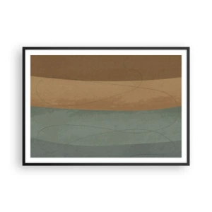 Poster in cornice nera - Composizione astratta nei toni naturali della terra - 100x70cm - Composizione orizzontale - Decorazione murale moderna per soggiorno e camera da letto ARTTOR