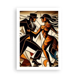Poster - Una coppia dinamica che balla il tango in stile cubista. - 50x70cm - La danza della passione - Decorazione murale moderna per soggiorno e camera da letto ARTTOR