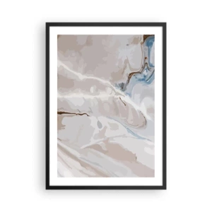 Poster in cornice nera - Motivo marmorizzato in delicate tonalità beige e blu - 50x70cm - Meandri blu sotto il bianco - Decorazione murale moderna per soggiorno e camera da letto ARTTOR