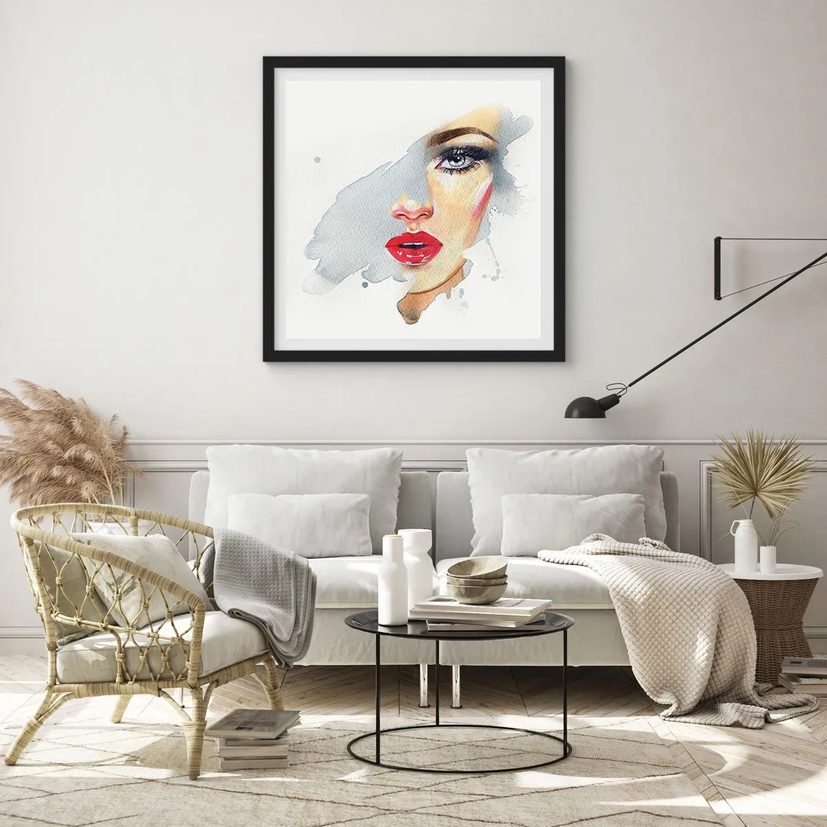 Poster in cornice nera - Riflesso in una goccia d'acqua - 50x50 cm