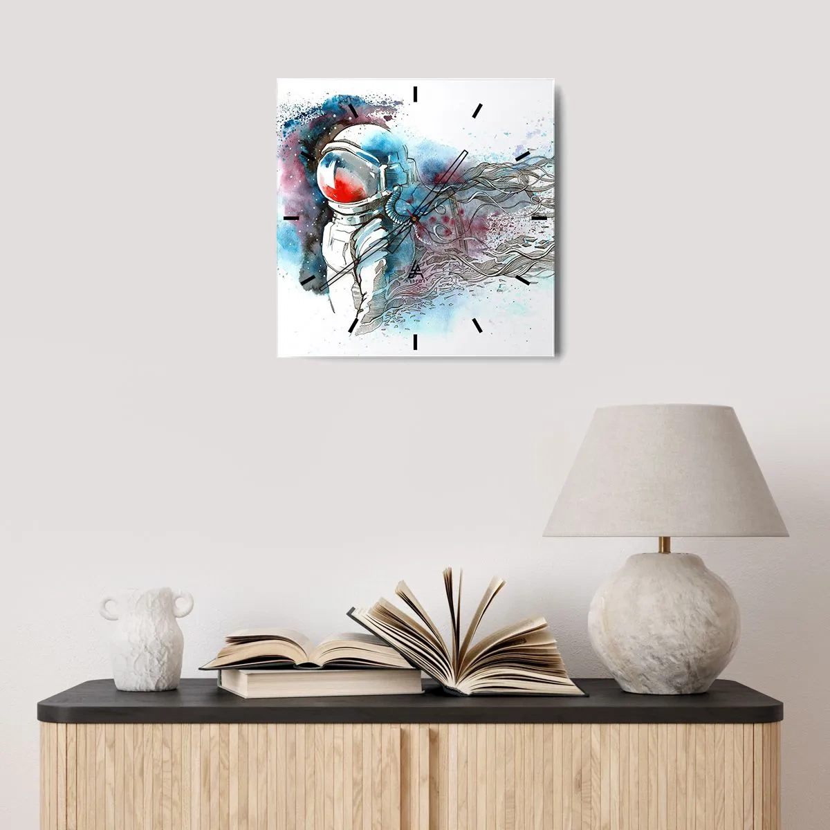 Orologio da parete - Orologio in Vetro - Da solo nel cosmo - 40x40 cm