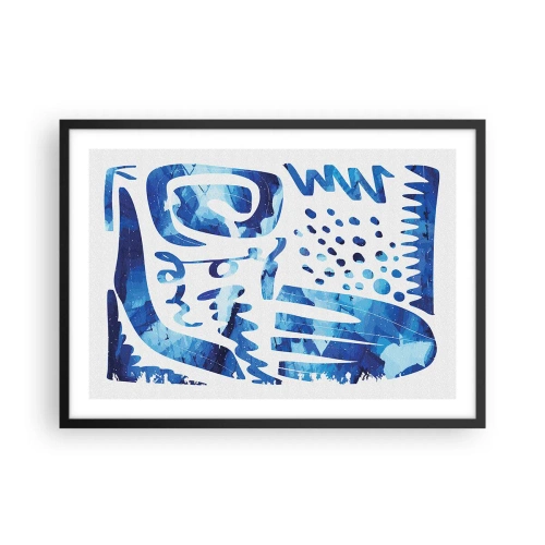 Poster in cornice nera - Motivo astratto nei toni del blu - 70x50cm - Ritorno alle radici - Decorazione murale moderna per soggiorno e camera da letto ARTTOR
