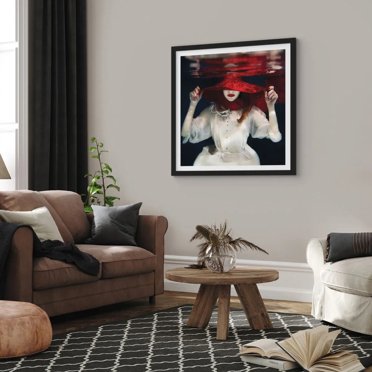 Poster in cornice nera - Donnagatto - 50x50 cm