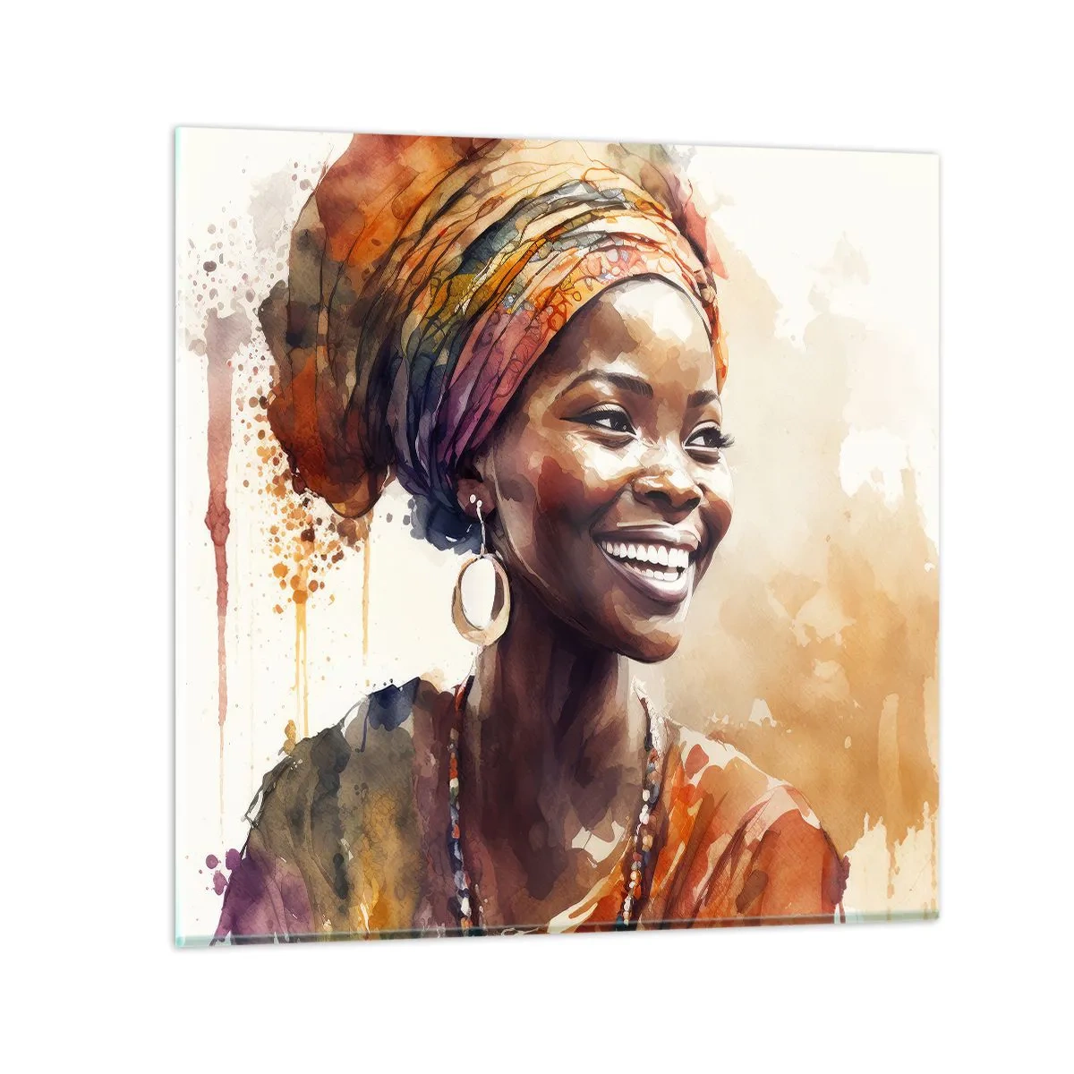 Quadro su vetro - Regina africana - 60x60 cm