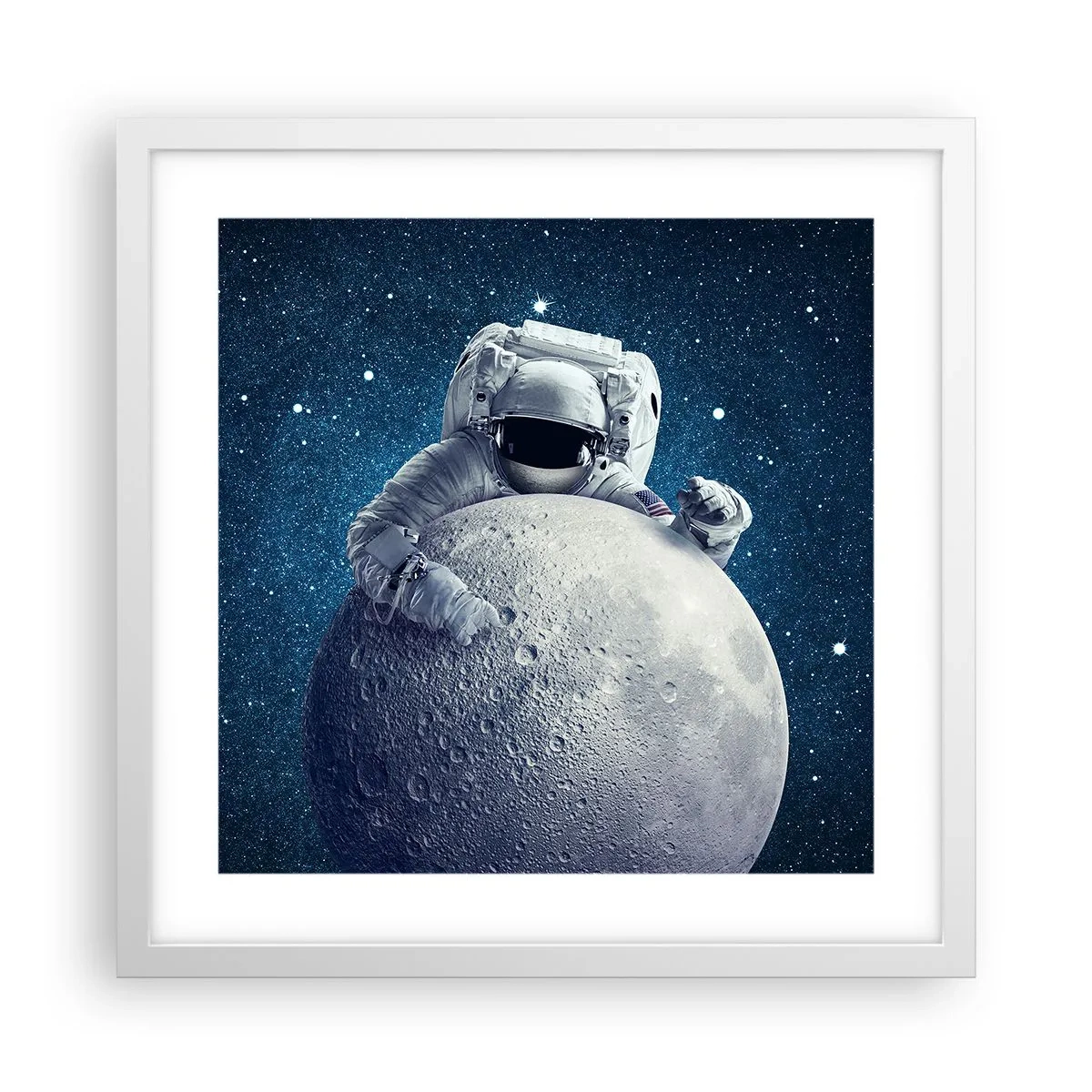 Poster in cornice bianca - Burlone spaziale - 40x40 cm