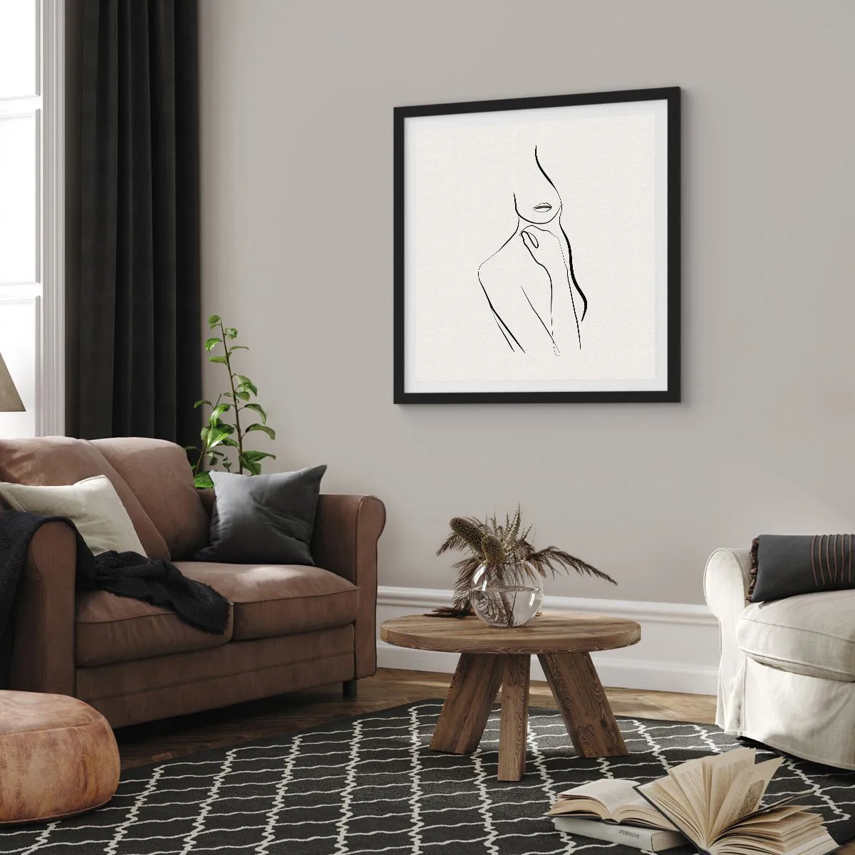 Poster in cornice nera - Onda di malinconia - 60x60 cm