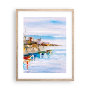 Poster in cornice rovere chiaro - Molo cittadino multicolore - 40x50 cm