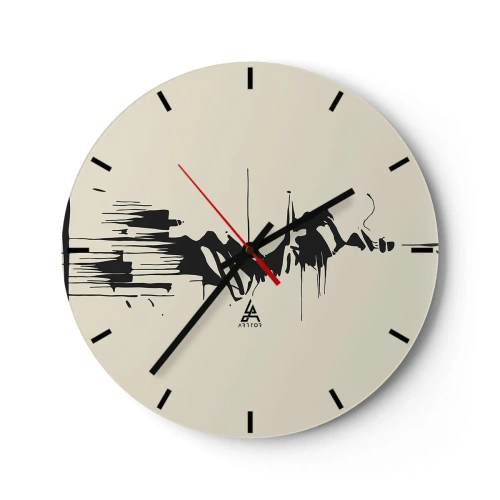 Orologio da parete - Orologio in Vetro - Astrazione in bianco e nero con linee e forme dinamiche - 30x30cm - Astrazione frettolosa - Decorazione murale moderna per soggiorno, cucina e camera da letto ARTTOR