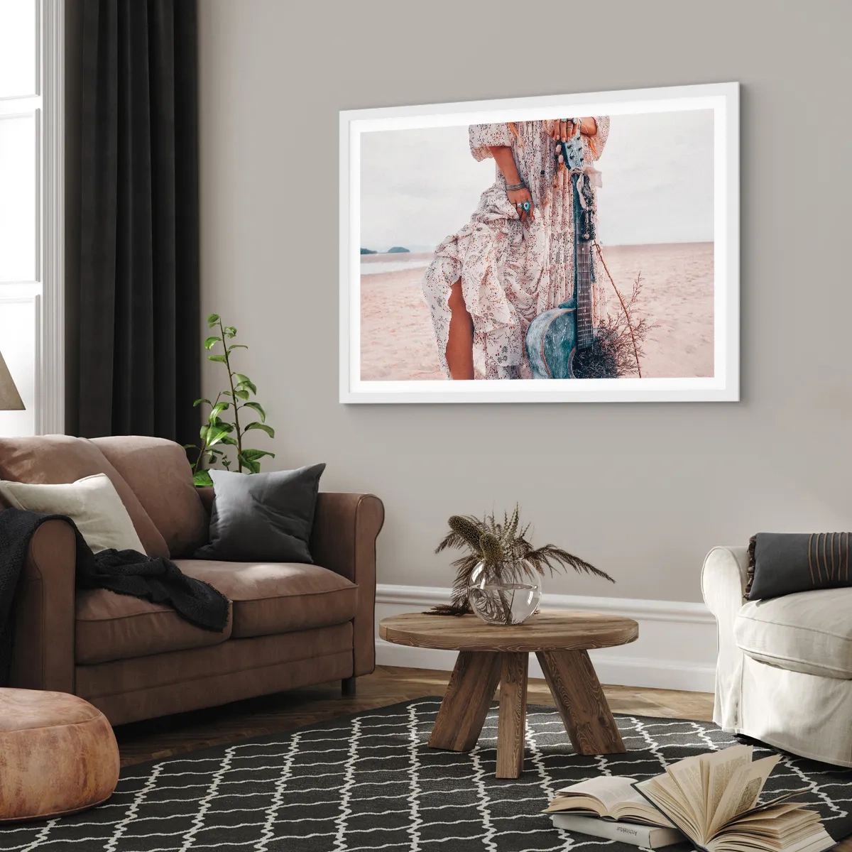 Poster in cornice bianca - Figli dei fiori in cammino - 100x70 cm