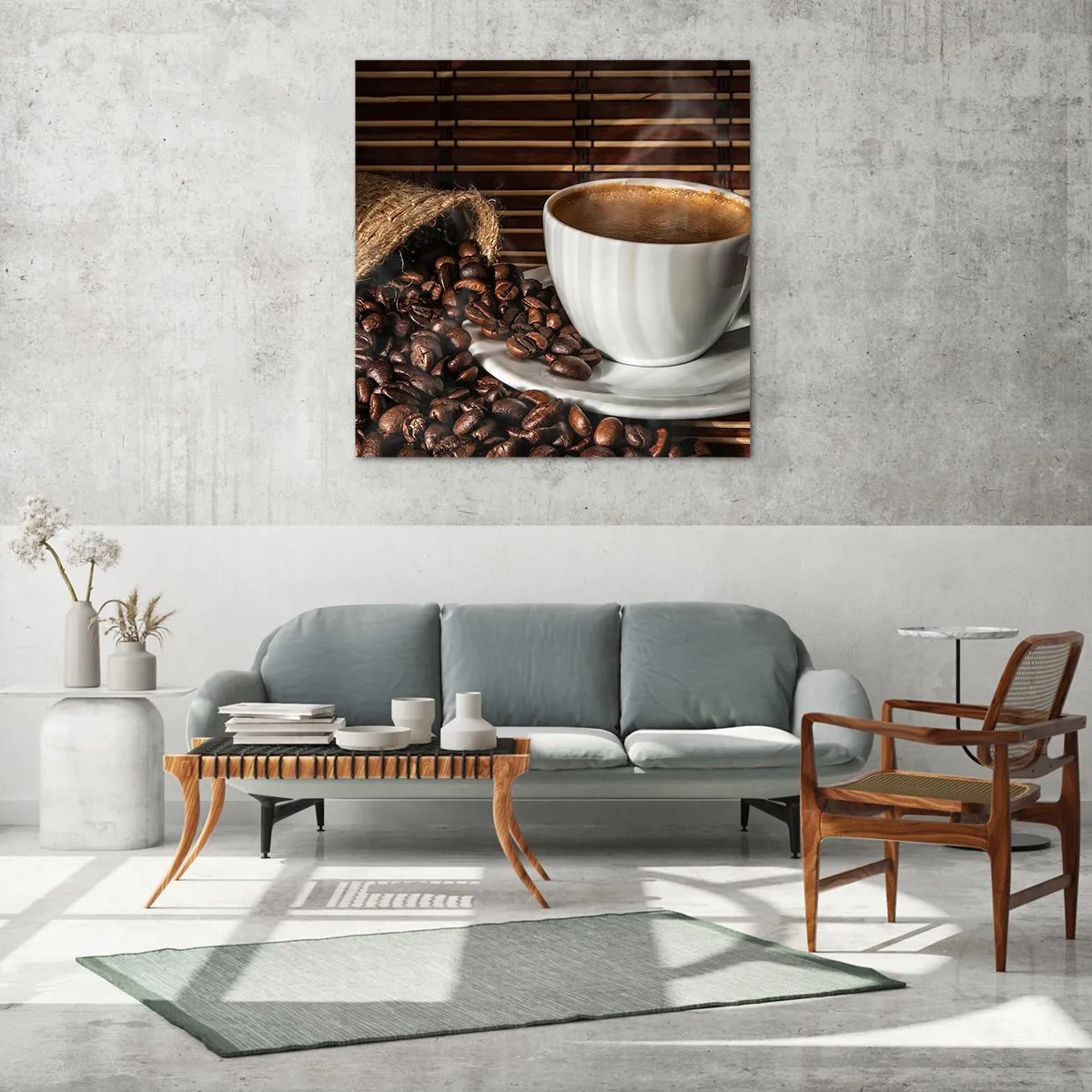 Quadro su vetro - Nero del carbone, trasparenza dell'ambra - 70x70 cm