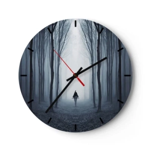 Orologio da parete - Orologio in Vetro - Una foresta oscura nella nebbia con una figura misteriosa - 30x30cm - E tutto è semplice e chiaro - Decorazione murale moderna per soggiorno, cucina e camera da letto ARTTOR
