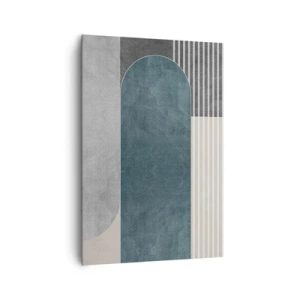 Quadro su tela - Stampe su Tela - Astrazione geometrica nei toni del grigio e del verde - 70x100cm - Composizione orizzontale  - Decorazione murale moderna per soggiorno e camera da letto ARTTOR