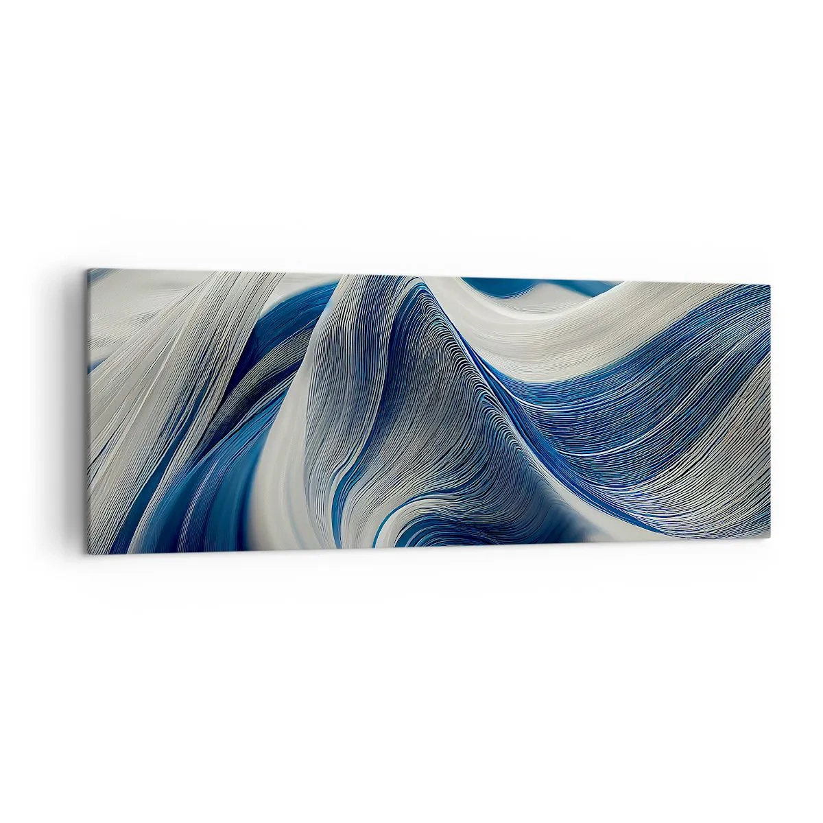 Quadro su tela - Stampe su Tela - Onde astratte nei toni del blu e del bianco - 140x50cm - Fluidità di blu e di bianco - Decorazione murale moderna per soggiorno e camera da letto ARTTOR