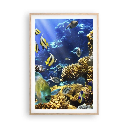 Poster in cornice rovere chiaro - Traffico intenso sulla via delle vacanze - 61x91 cm