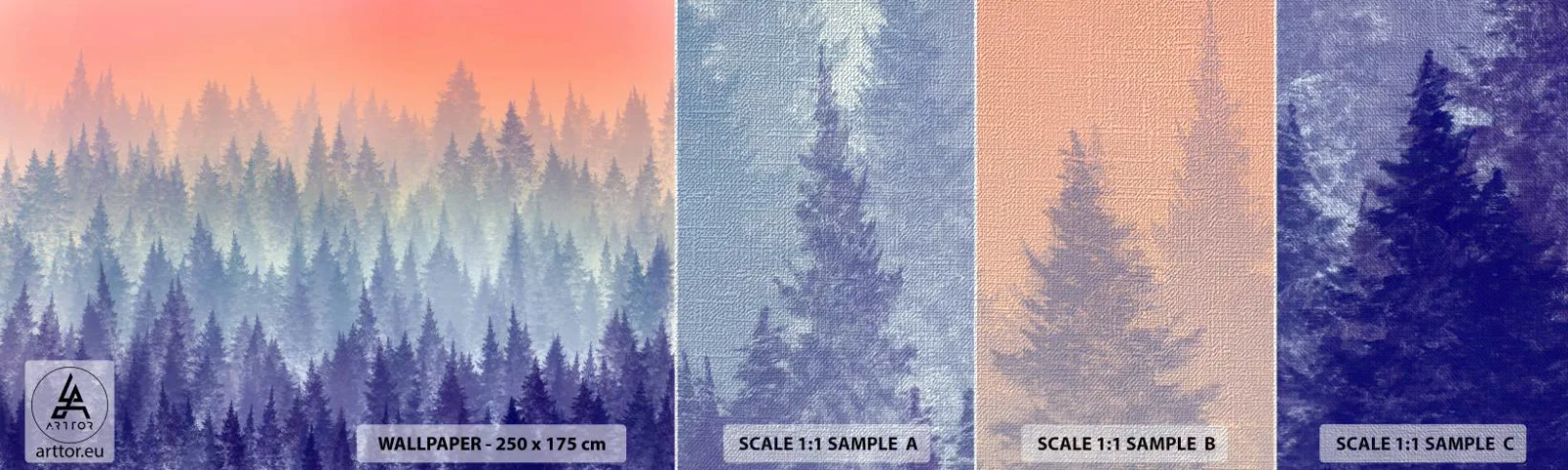 Campione di Fotomurale Premium Canvas - Alto, più in alto, fino al cielo - Astrazione, foresta, Pezzo - 100x30 cm