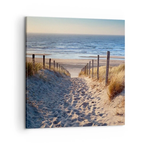 Quadro su tela - Stampe su Tela - Rumore del mare, uccelli che cantano, spiaggia selvatica tra i cespugli... - 60x60 cm