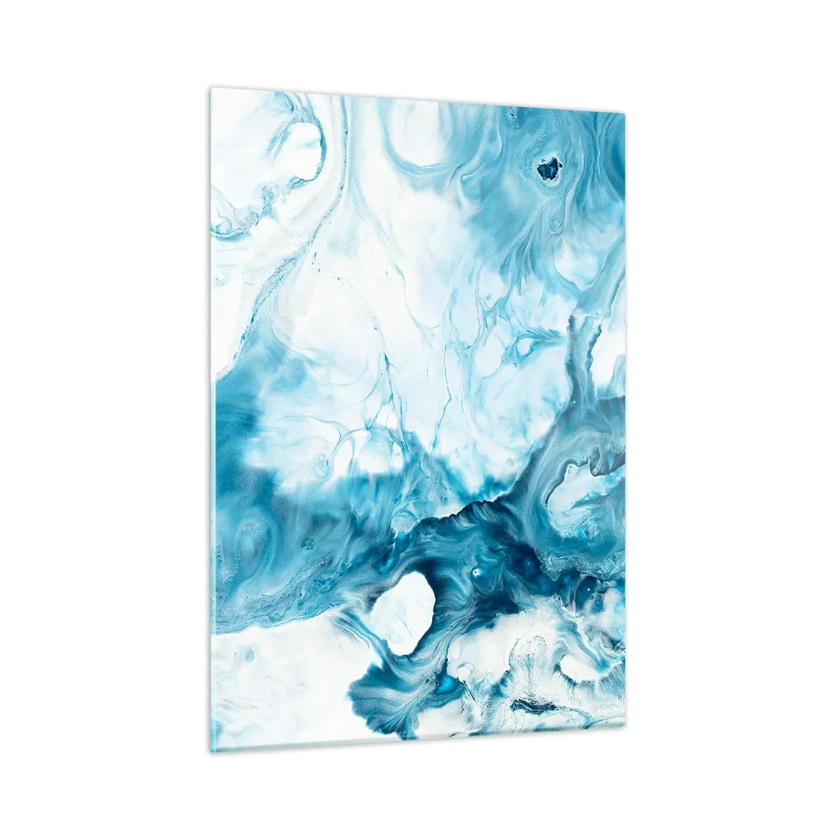 Quadro su vetro - Composizione astratta nei toni del blu e del bianco - 50x70cm - Concerto di blu - Decorazione murale moderna per soggiorno e camera da letto ARTTOR