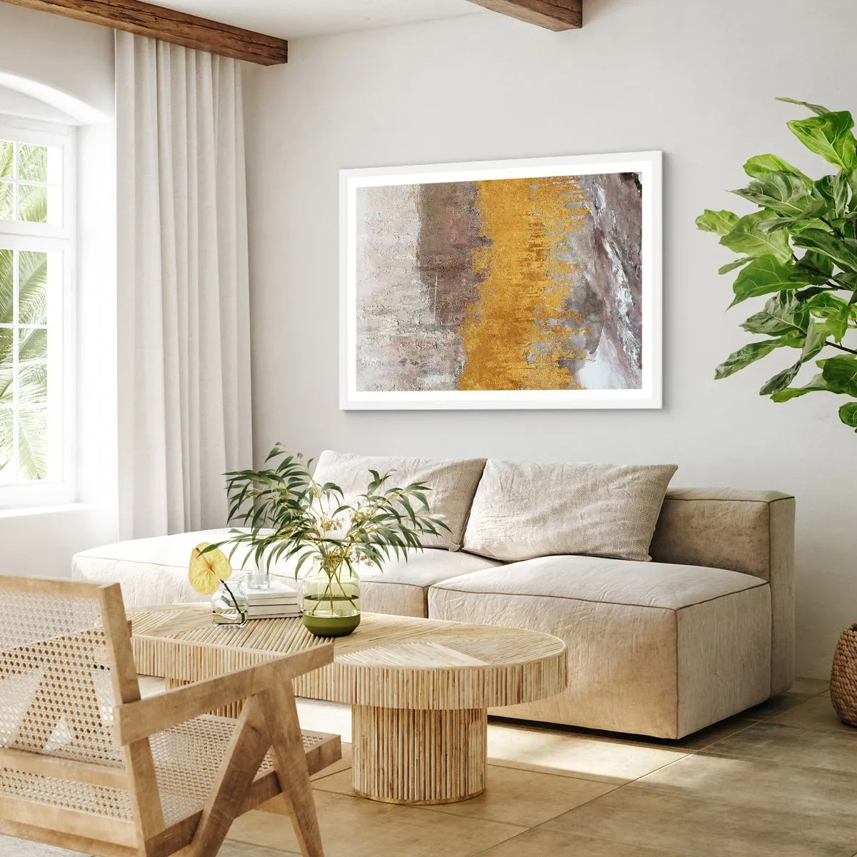 Poster in cornice bianca - Soffio dorato - 70x50 cm