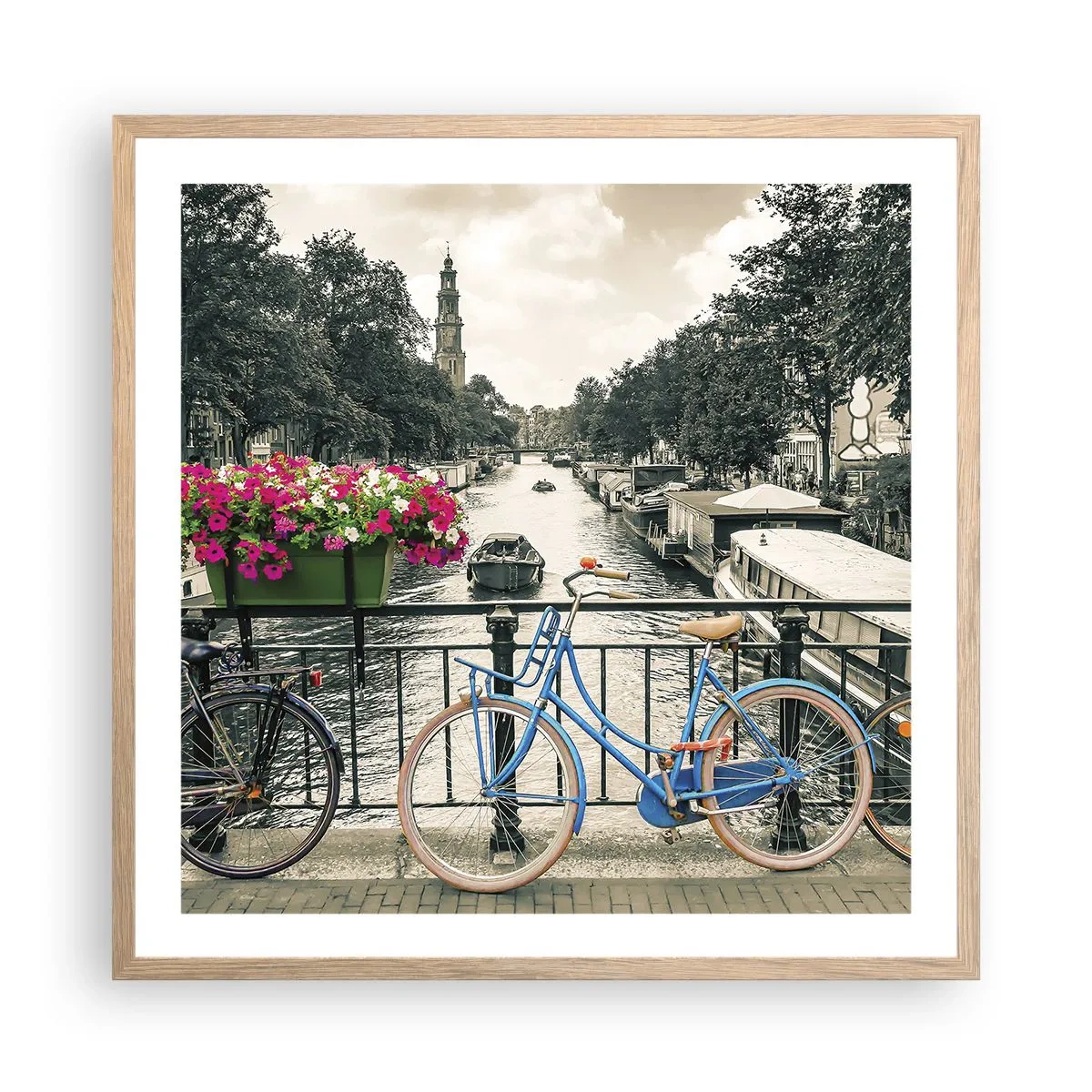 Poster in cornice rovere chiaro - I colori delle strade di Amsterdam - 60x60 cm