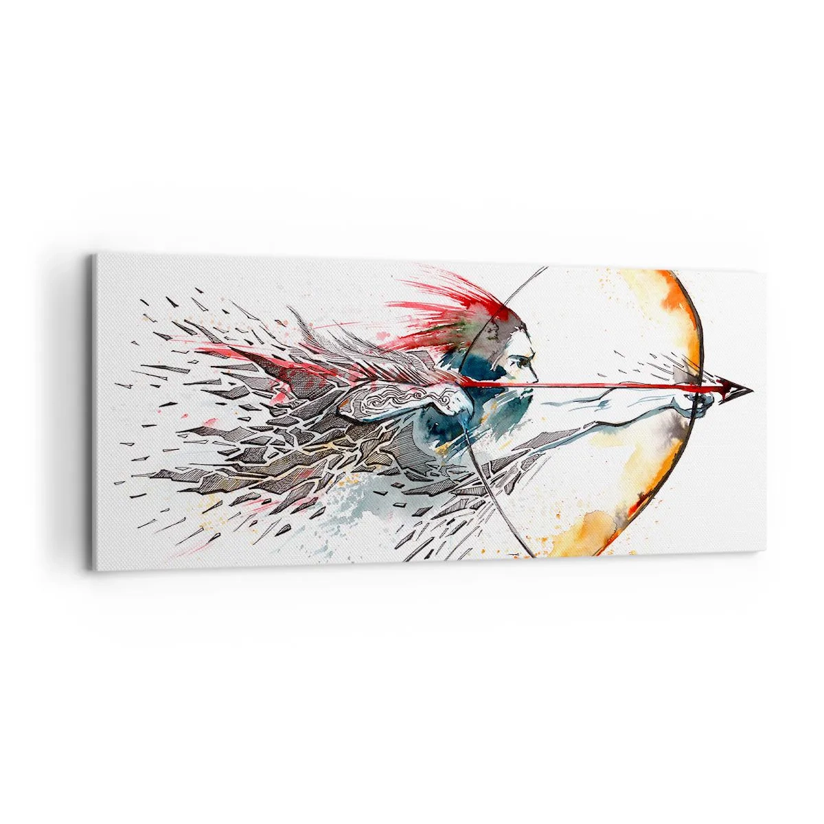 Quadro su tela - Stampe su Tela - Mitico guerriero con arco infuocato - 100x40 cm