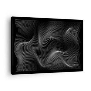 Quadro su tela - Stampe su Tela - Linee bianche astratte su sfondo nero - 70x50cm - La danza della luce nello spazio - Decorazione murale moderna per soggiorno e camera da letto ARTTOR