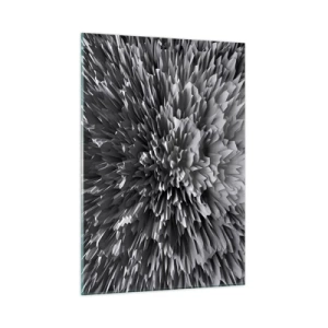 Quadro su vetro - Struttura 3D astratta in bianco e nero con bordi netti - 50x70cm - Spigolosità massima - Decorazione murale moderna per soggiorno e camera da letto ARTTOR